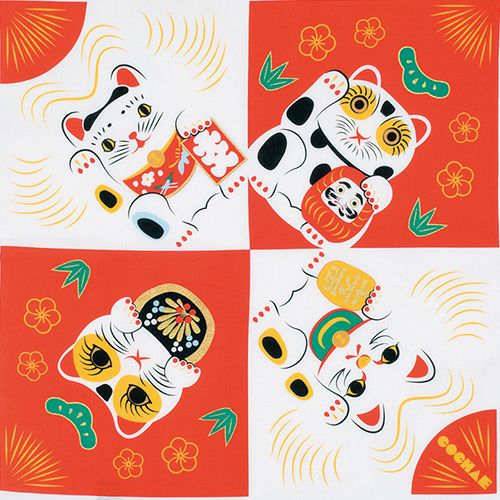 48コチャエむすび招き猫
特徴のある4種類の招き猫が描かれている